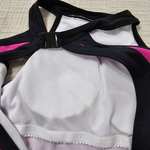 Fuchsia And Black Two Tone Padded Cut Out One Piece Summer Swimsuit Size Large - Picture 11 of 15